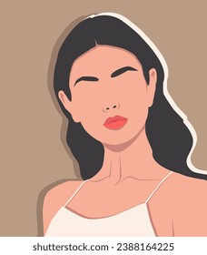 Portrait of a girl. Fashionable illustration. Face. Woman. An avatar for a social network. Portrait. A strong and brave girl.