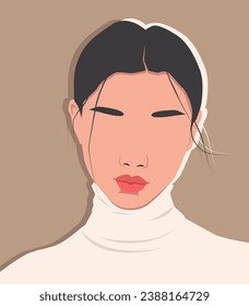 Portrait of a girl. Fashionable illustration. Face. Woman. An avatar for a social network. Portrait. A strong and brave girl.