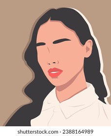 Portrait of a girl. Fashionable illustration. Face. Woman. An avatar for a social network. Portrait. A strong and brave girl.