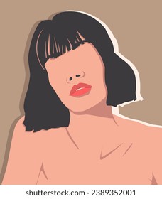 Portrait of a girl. Fashionable illustration. Face. Woman. An avatar for a social network. Portrait. A strong and brave girl.