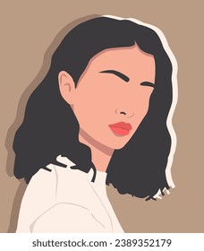 Portrait of a girl. Fashionable illustration. Face. Woman. An avatar for a social network. Portrait. A strong and brave girl.