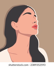 Portrait of a girl. Fashionable illustration. Face. Woman. An avatar for a social network. Portrait. A strong and brave girl.