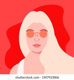 Portrait of girl flat illustration