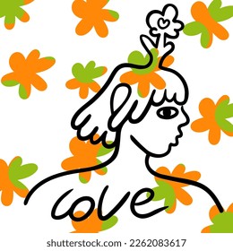 retrato de una chica de estilo plano. dibujo vectorial de una mujer. cabeza aislada de una mujer. 