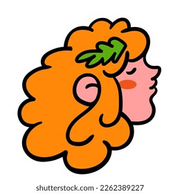 portrait of a girl in flat style. vector drawing of a woman.isolated head of a woman. 