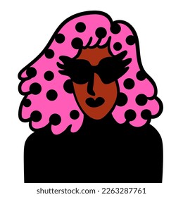 portrait of a girl in flat style. vector drawing of a woman.isolated head of a woman. 