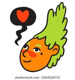 portrait of a girl in flat style. vector drawing of a woman.isolated head of a woman. 