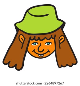 portrait of a girl in flat style. vector drawing of a woman.isolated head of a woman. 