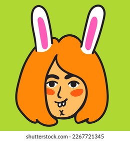 portrait of a girl in flat style. vector drawing of a woman.isolated head of a woman. 