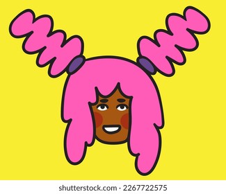portrait of a girl in flat style. vector drawing of a woman.isolated head of a woman. 