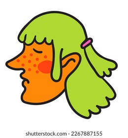 retrato de una chica de estilo plano. dibujo vectorial de una mujer. cabeza aislada de una mujer. 