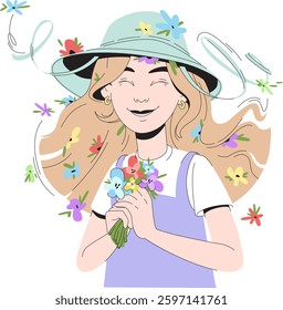 Portrait of a girl with flowers in her hair