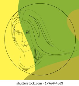 portrait of a girl with a line on a colored background