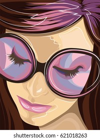 Portrait of a girl in pink glasses