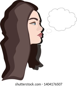 Portrait of a girl in profile and speech bubble