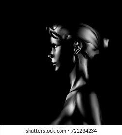 Portrait of a girl. side view. Vector image