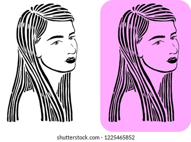 portrait of a girl in the style of graphics