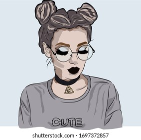 Portrait of a girl in vector