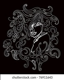 portrait of girl. vector illustration