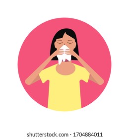 Portrait of a girl with a virus, vector illustration