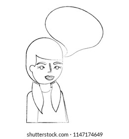 portrait girl young character talk bubble