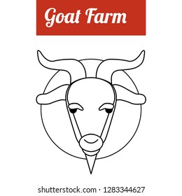 Portrait of a goat head. Black and white illustration. Line icon vector image of goat as a design element for logo, icon, template, label.