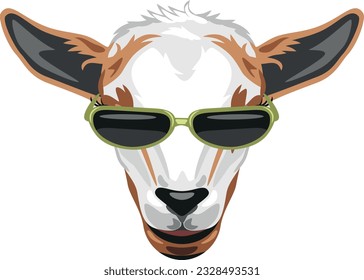 Portrait of a goat with sunglasses. Vector