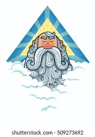 Portrait of God in his heavenly domain. 