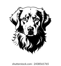 Portrait of a Golden Retriever Dog Vector isolated on white background, Dog Silhouettes.