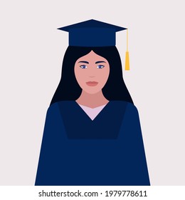 Portrait of graduate. Vector illustration in a flat style