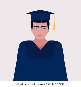 Portrait of graduate. Vector illustration in a flat style