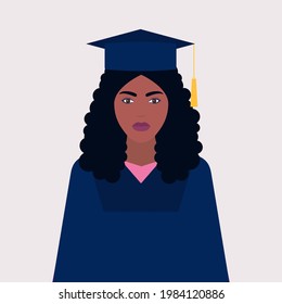 Portrait of graduate. Vector illustration in a flat style