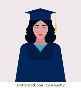 Retrato de graduado. Ilustración vectorial en un estilo plano