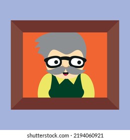 portrait of grandfather in a photo frame