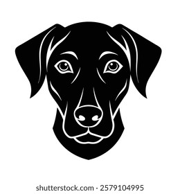 Portrait of a Great Dane Dog Head Silhouette Vector 