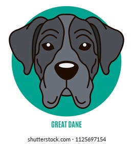 Portrait of Great Dane. Style of flat