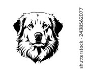 Portrait of a Great Pyrenees Dog Vector isolated on white background, Dog Silhouettes.