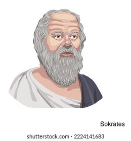 Portrait of Greek philosopher Socrates, vector illustration. He was a classical Greek philosopher. He was one of the founders of Greek philosophy. He lived in Athens from 469 BC to 399 BC.