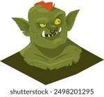 a portrait of a green monster, an evil goblin or orc.