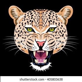 Portrait of grinning menacingly leopard