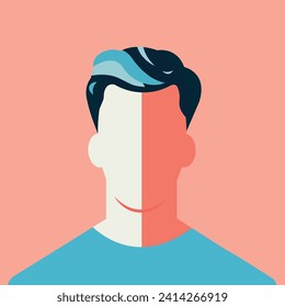 Retrato de un tipo. Avatar de un joven. Retrato colorido. Vector plano