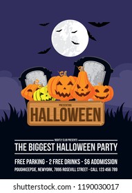 Portrait Halloween Party Web Banner template.