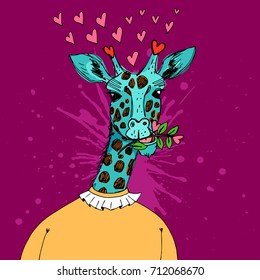 Portrait of Hand drawn Giraffe