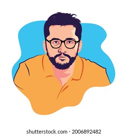 Portrait of a Handsome Guy. Avatar of a Young Man Face. Colourful Illustration. Vector Illustration in Flat Style