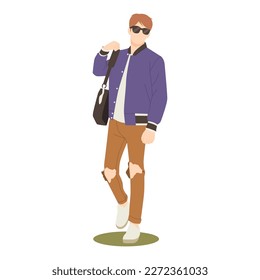 portrait of handsome man posing in stylish casual outfits illustration