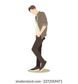 portrait of handsome man posing in trendy style outfits illustration