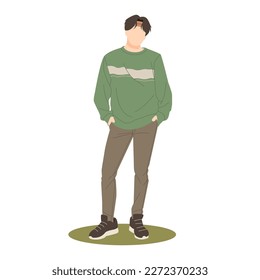 portrait of handsome man standing isolated illustration