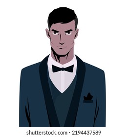 Portrait Handsome Stylish Man Elegant Black Stock Vector (Royalty Free ...