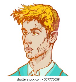 portrait handsome young man vector sketch
