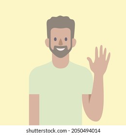 A portrait of a handsome young smiling man. An avatar or a profile image. Concept illustration for online support or beauty industry. Vector flat illustration EPS10.